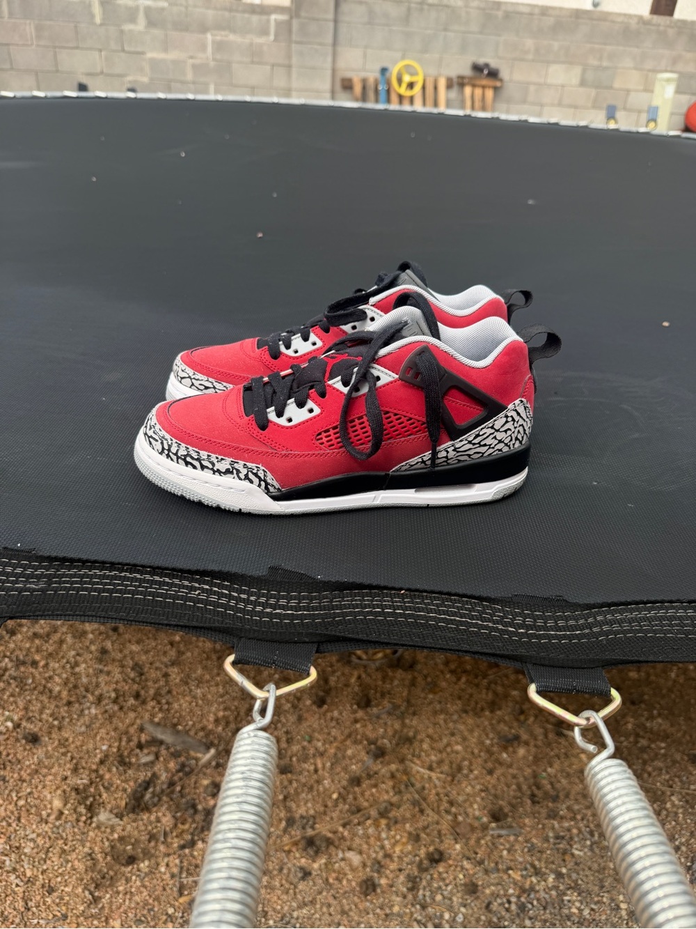Women’s size 8 Jordan Red and Black Basketball Sneakers with Elephant Print, s